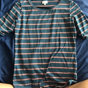 Blue and pink striped t